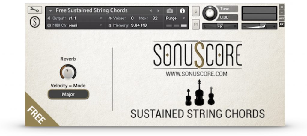 sonuscore sustained string chords interface 