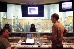 robert leslie bennett in control room of abbey road studios