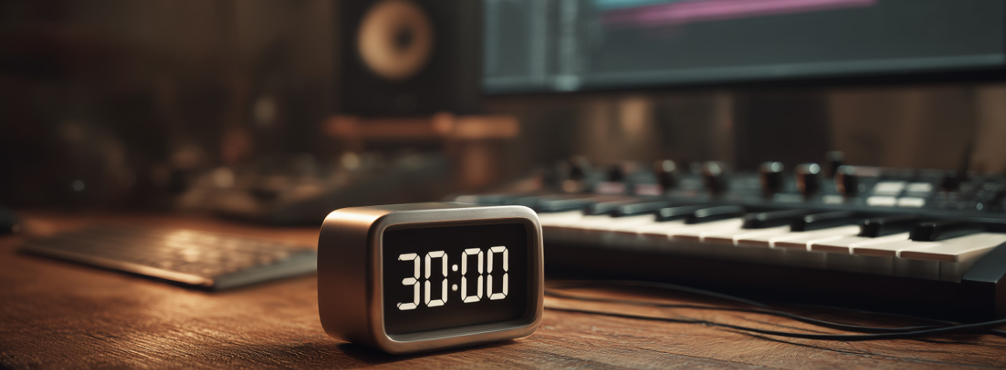 Music producer working in short focused composition sessions