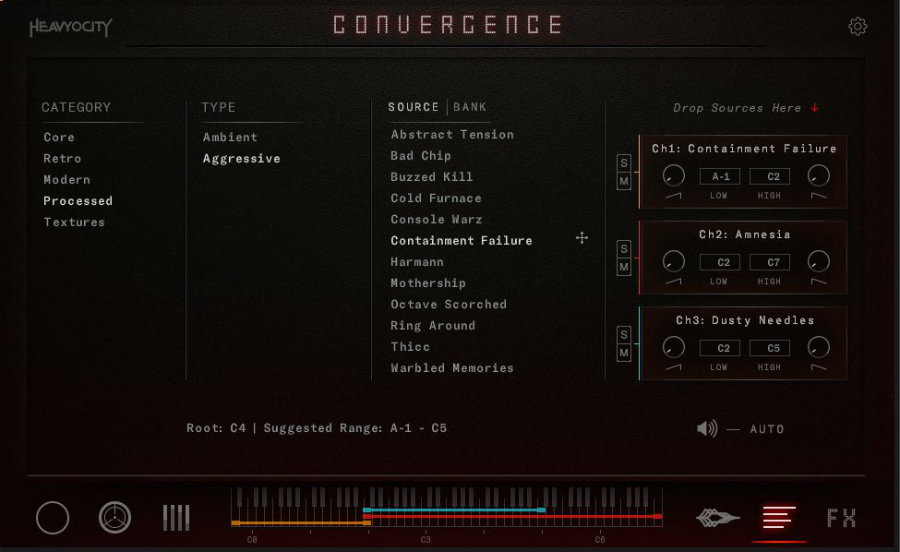 Heavyocity Convergence sound browser with analog source selection